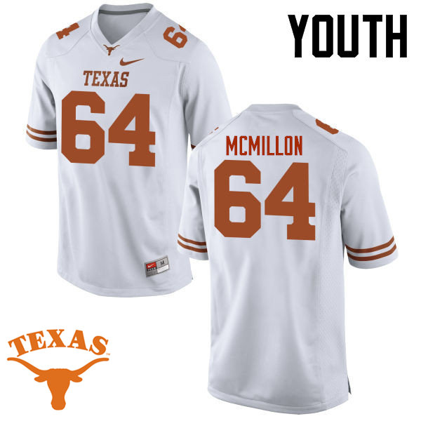 Youth #64 Jake McMillon Texas Longhorns College Football Jerseys-White